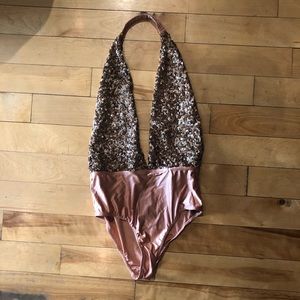 Rose Gold Backless Body Suit sz.S